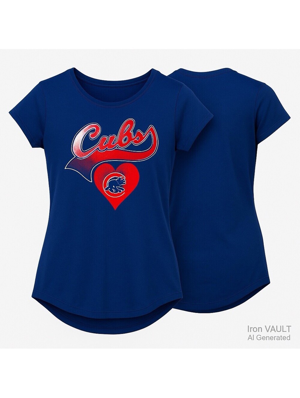 Chicago Cubs Girls Shirt Blue Heart Logo Tee MLB Genuine XL 16